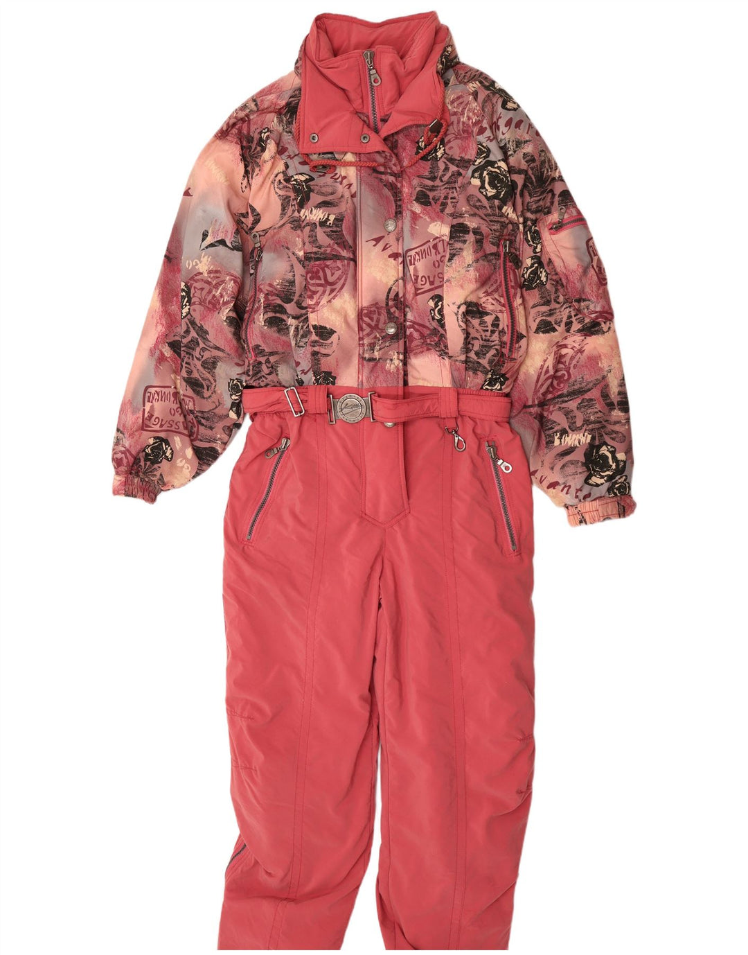 Killtec Damen-Skioverall mit grafischer Kapuze, Größe 42, mittelrosa, geblümt