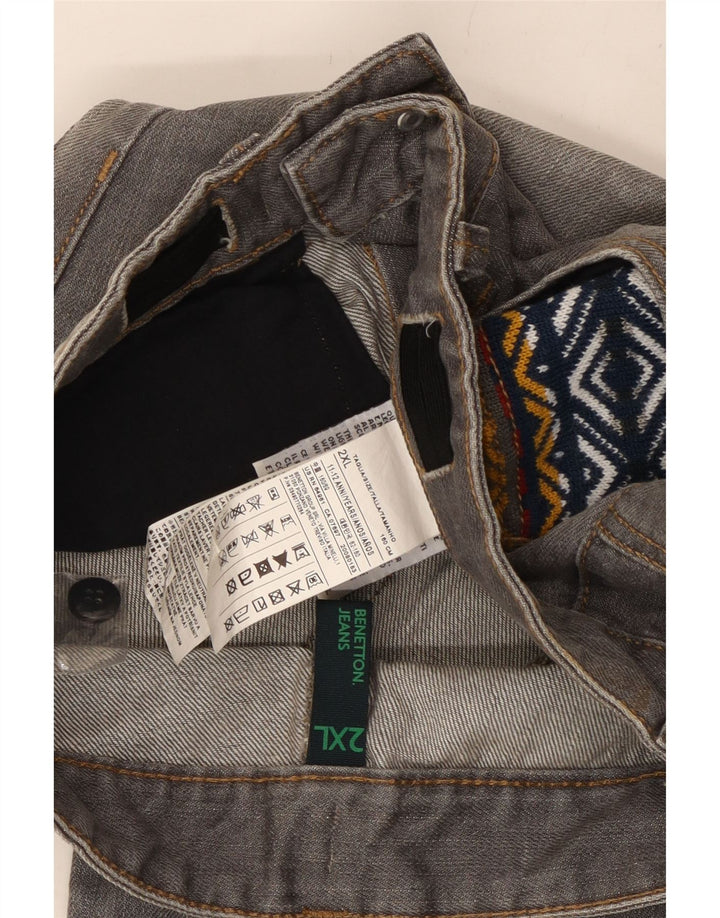 BENETTON Distressed Straight Jeans für Mädchen, 11–12 Jahre, 2XL W28 L28, Grau