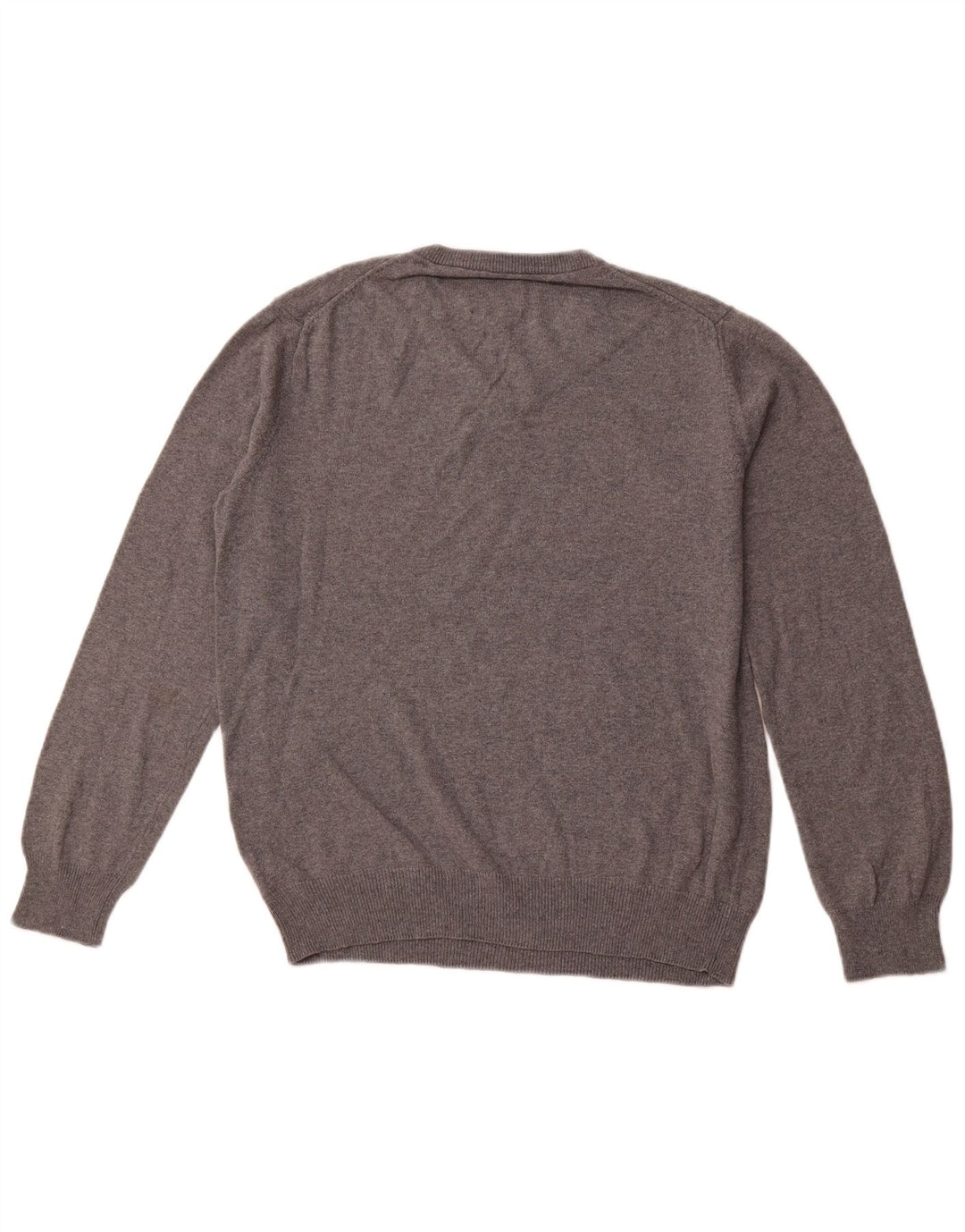 CHAPS Herren-Pullover mit V-Ausschnitt aus mittelgrauer Baumwolle