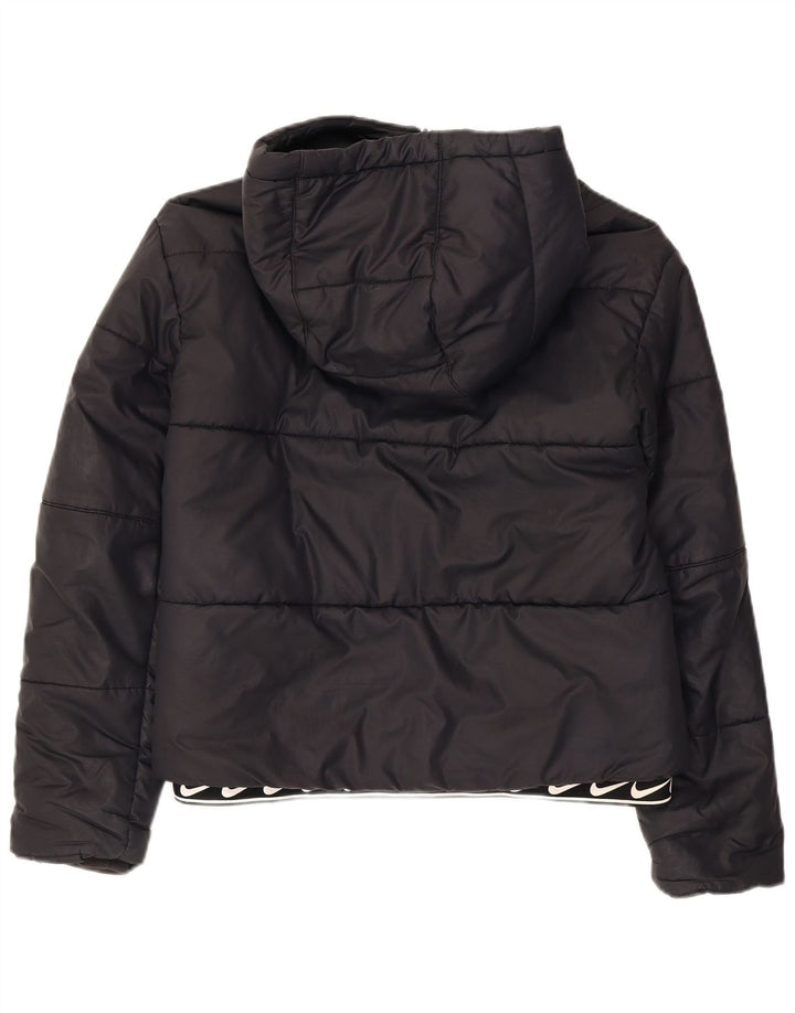 Nike Damen-Kapuzenjacke, wattiert, Gr. 10, Größe S, Schwarz, Polyester