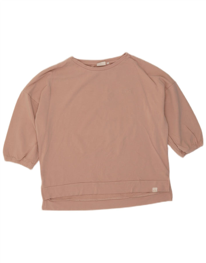 Ellesse Womens 3/4-Ärmel übergroßer Sweatshirt-Pullover UK 10 Small Pink