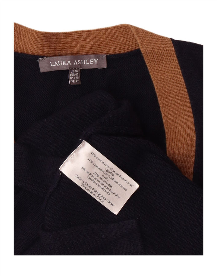 Laura Ashley Damen-Cardigan-Pullover UK 14 Große marineblaue Baumwolle