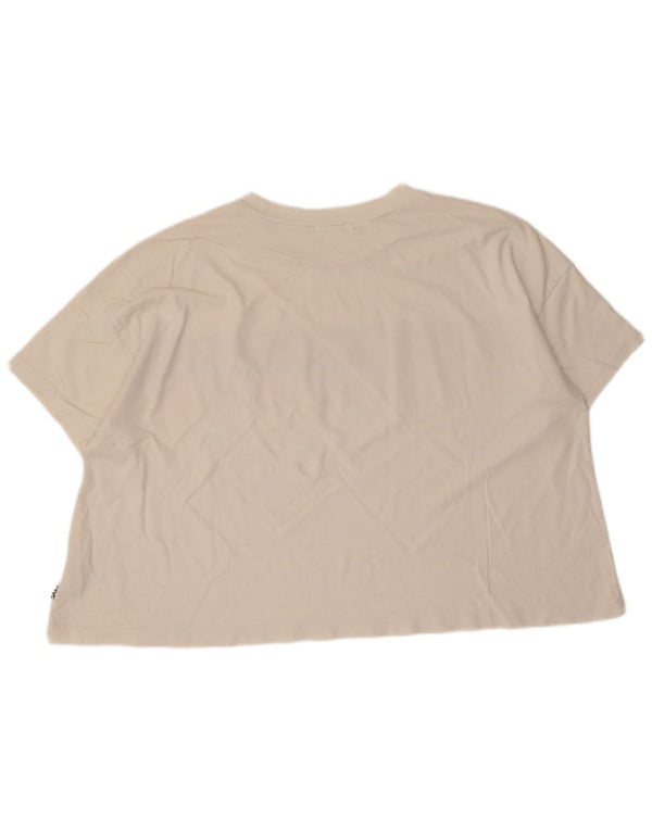 Vans Damen Crop Graphic T-Shirt Top UK 14 Medium Off White gestreift
