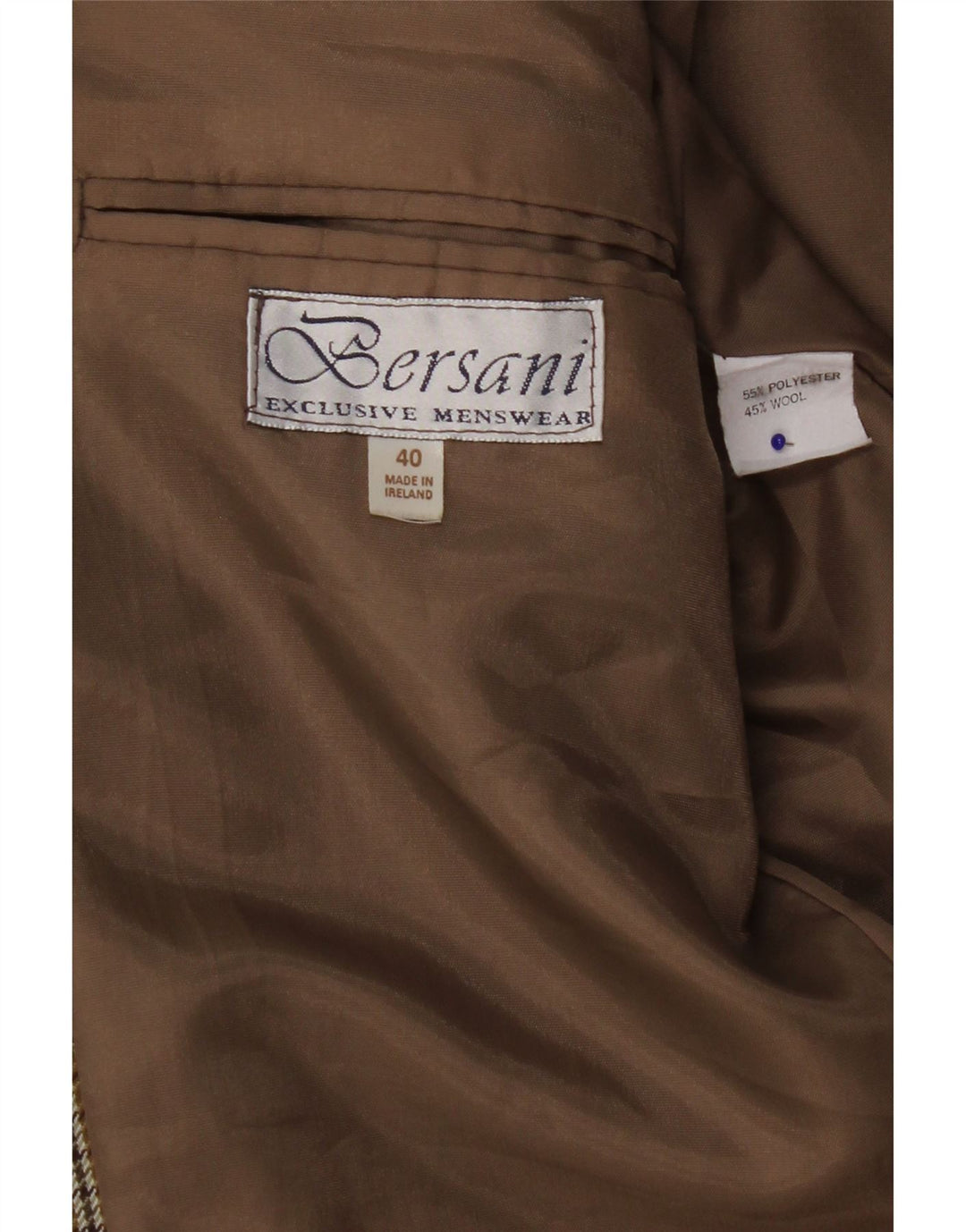 Bersani Herren-Blazer mit 2 Knöpfen, Gr. 40, Braun, Polyester mit Hahnentrittmuster