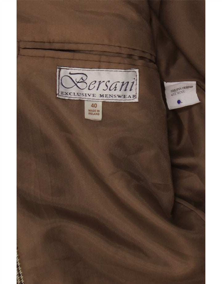 Bersani Herren-Blazer mit 2 Knöpfen, Gr. 40, Braun, Polyester mit Hahnentrittmuster