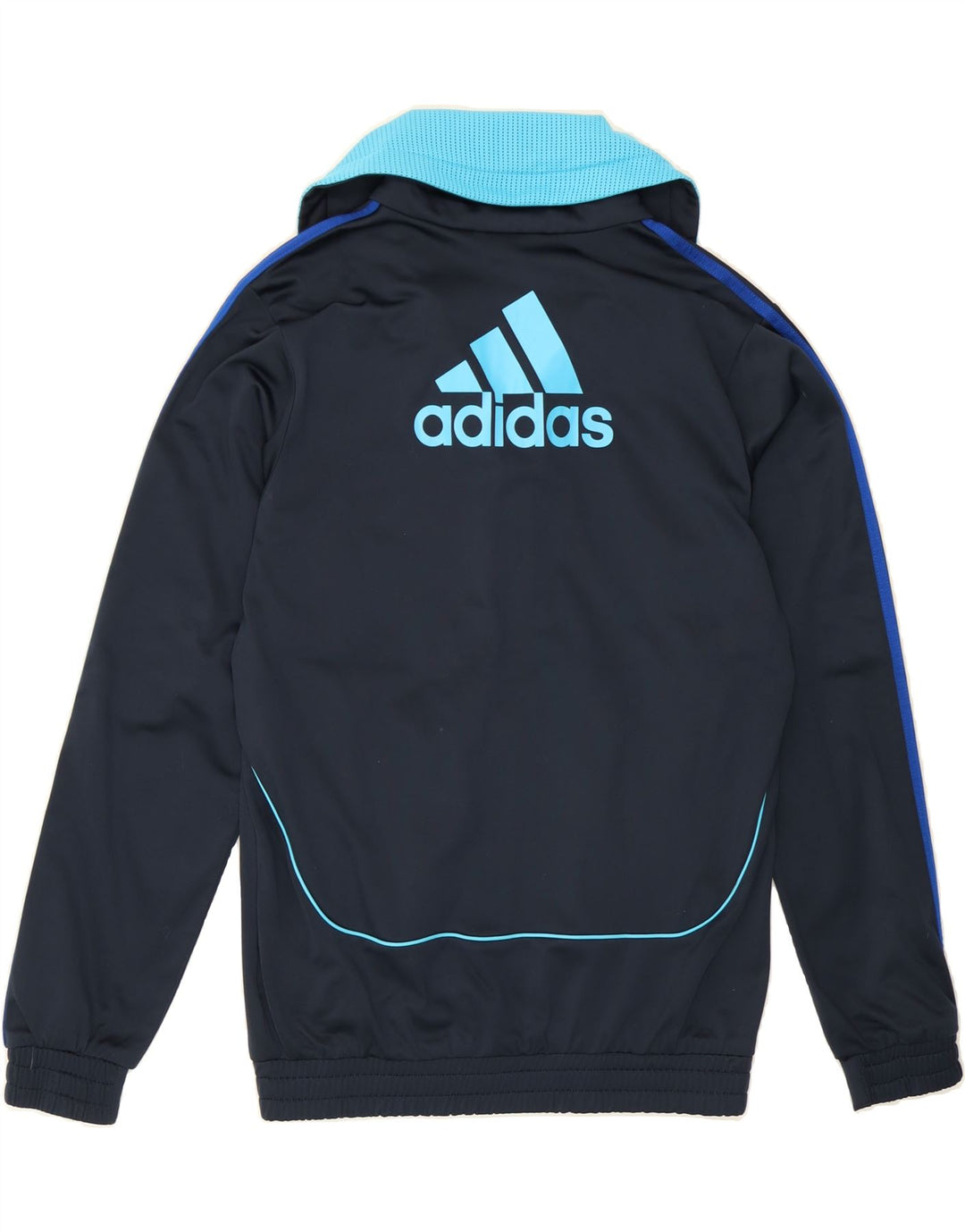 ADIDAS Mens Graphic Tracksuit Top Jacket UK 36/38 Small Navy Blue Vintage Adidas and Second-Hand Adidas from Messina Hembry 