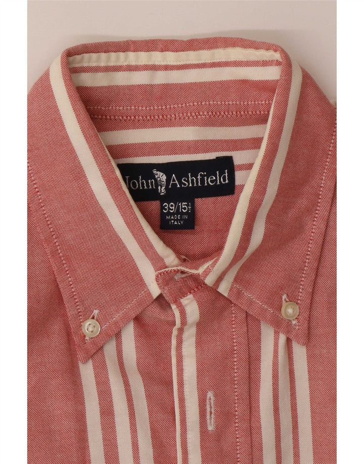 John Ashfield Herrenhemd Größe 39 15 1/2 Mittelrot gestreift
