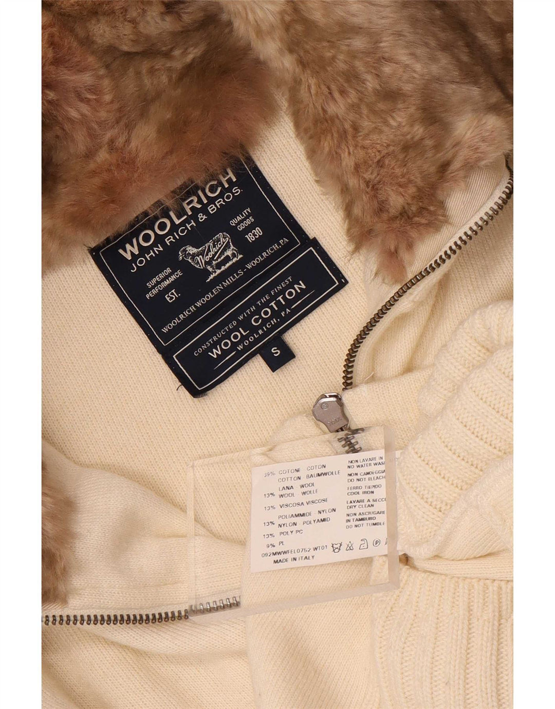 Woolrich Damen-Cardigan-Pullover UK 10 Small Off White Cotton