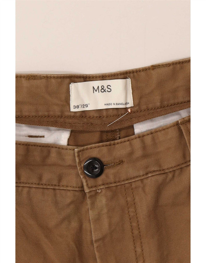 Marks & Spencer Herren Tapered Cargohose W38 L29 Braune Baumwolle
