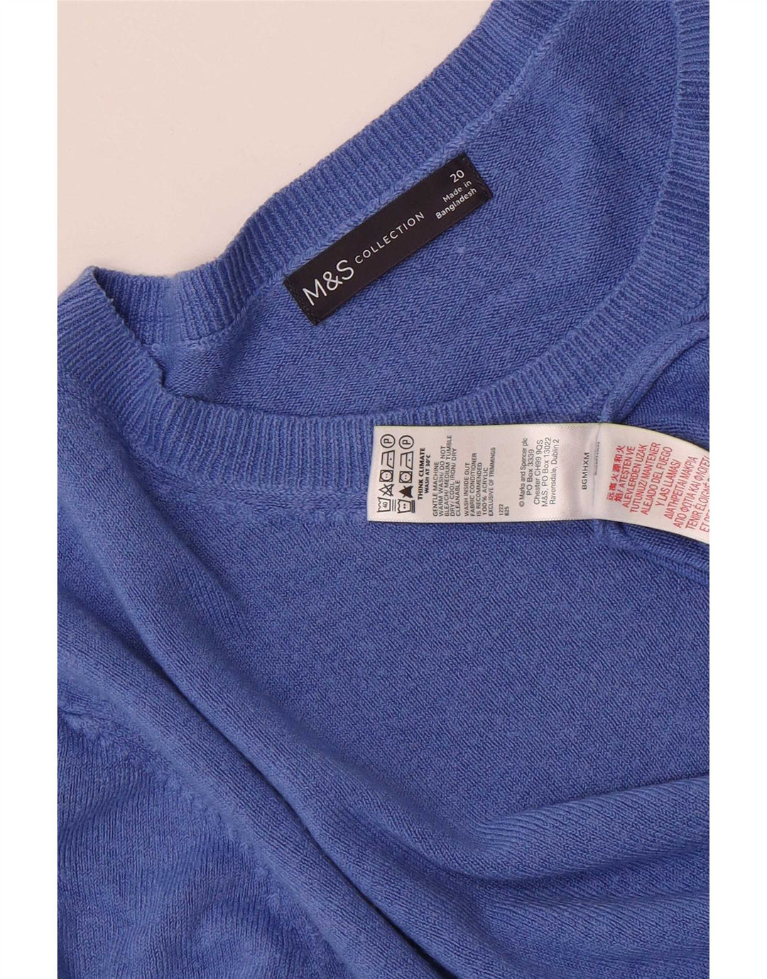 Marks & Spencer Damen-Pullover mit Rundhalsausschnitt, Gr. 20, 2XL, Blau