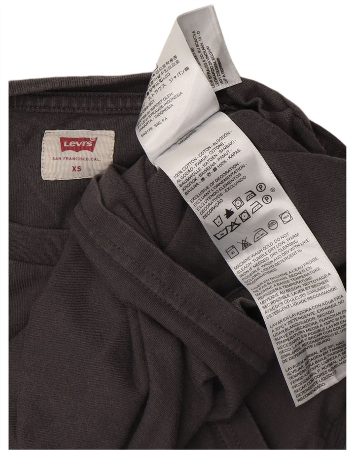 LEVI'S Damen Top Langarm UK 6 XS Graue Baumwolle