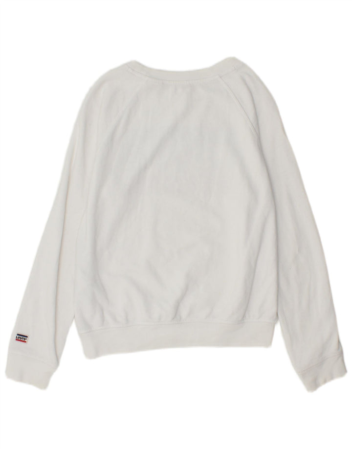 LEVI'S Womens Graphic Sweatshirt Jumper UK 10 Small White Cotton