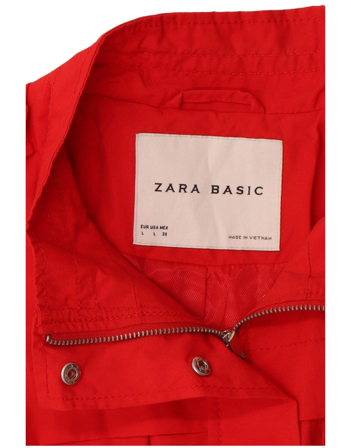 Zara Womens Military Utility Jacket UK 14 Large Red Cotton