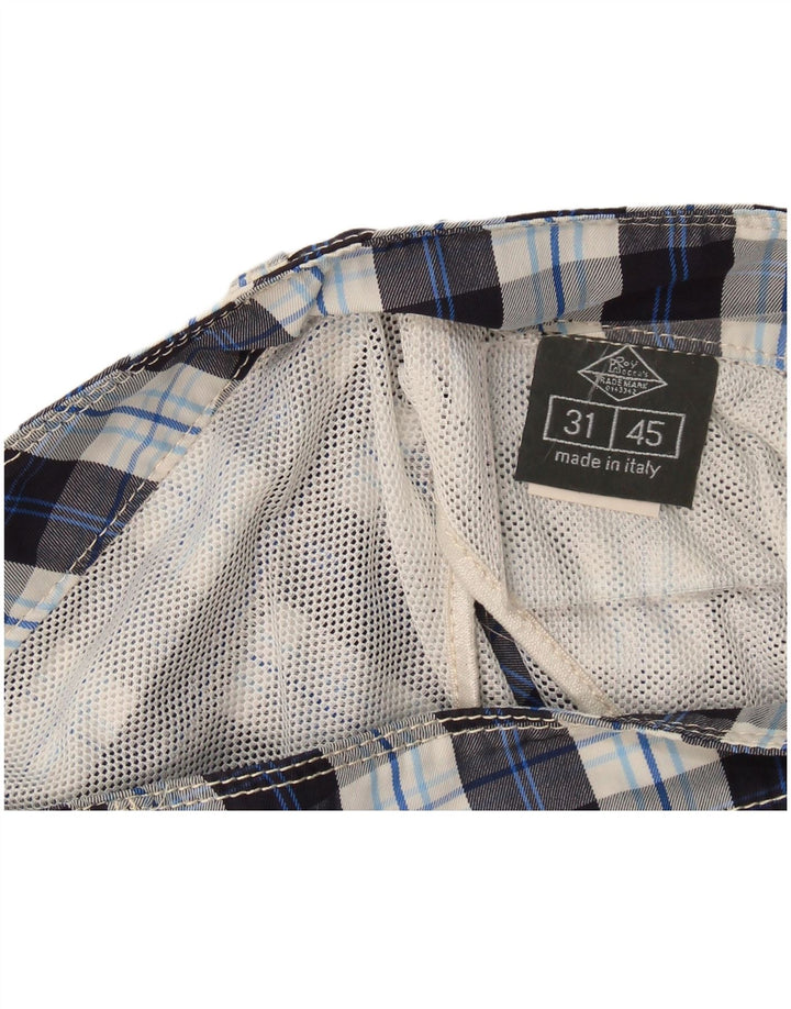 Roy Rogers Herren-Freizeitshorts W31 Mittelmarineblau kariertes Polyester