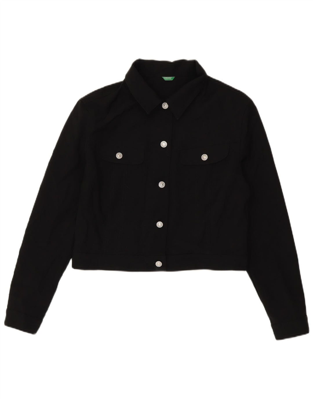 Benetton Damen Crop Bomberjacke UK 14 Large Schwarz Polyester