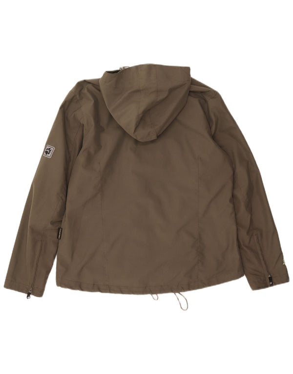 Jack Wolfskin Damen Regenjacke mit Kapuze UK 14/16 Large Khaki Polyester