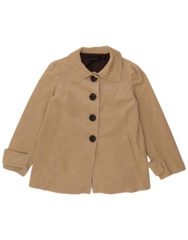 Zara Damen Cordjacke UK 16 Large Beige Baumwolle