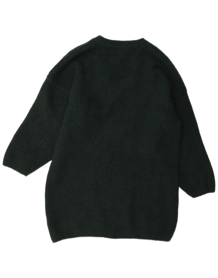 Topshop Damen Longline V-Ausschnitt Pullover Pullover UK 14 Mittelgrün Polyester