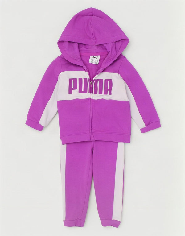 Puma Baby-Mädchen-Grafik-Voll-Trainingsanzug, 9–12 Monate, lila, Farbblock