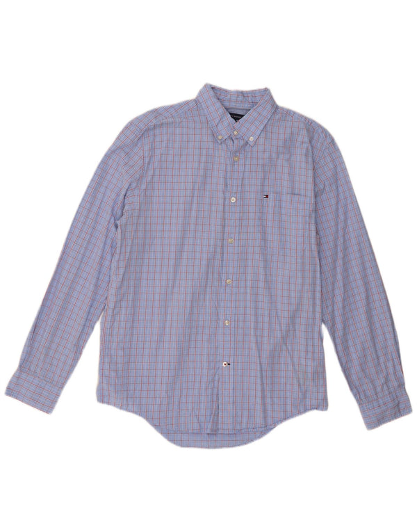 Tommy Hilfiger Herrenhemd, groß, blau kariert, Baumwolle