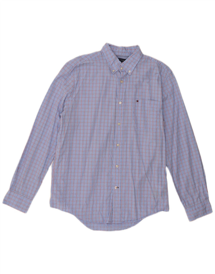 Tommy Hilfiger Herrenhemd, groß, blau kariert, Baumwolle