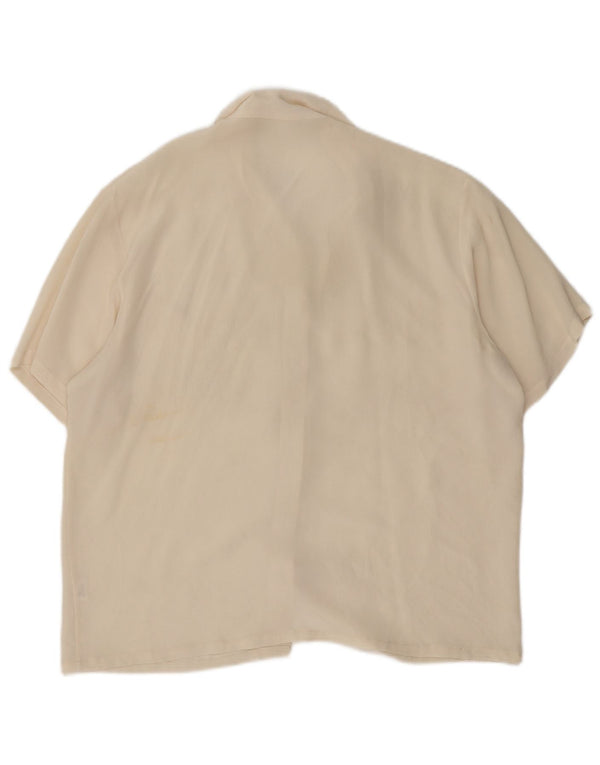 Vintage Damen Kurzarm-Hemdbluse UK 14 Large Off White