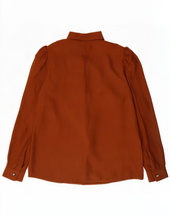 Vintage Womens Long Sleeve Blouse Top UK 14 Medium Brown