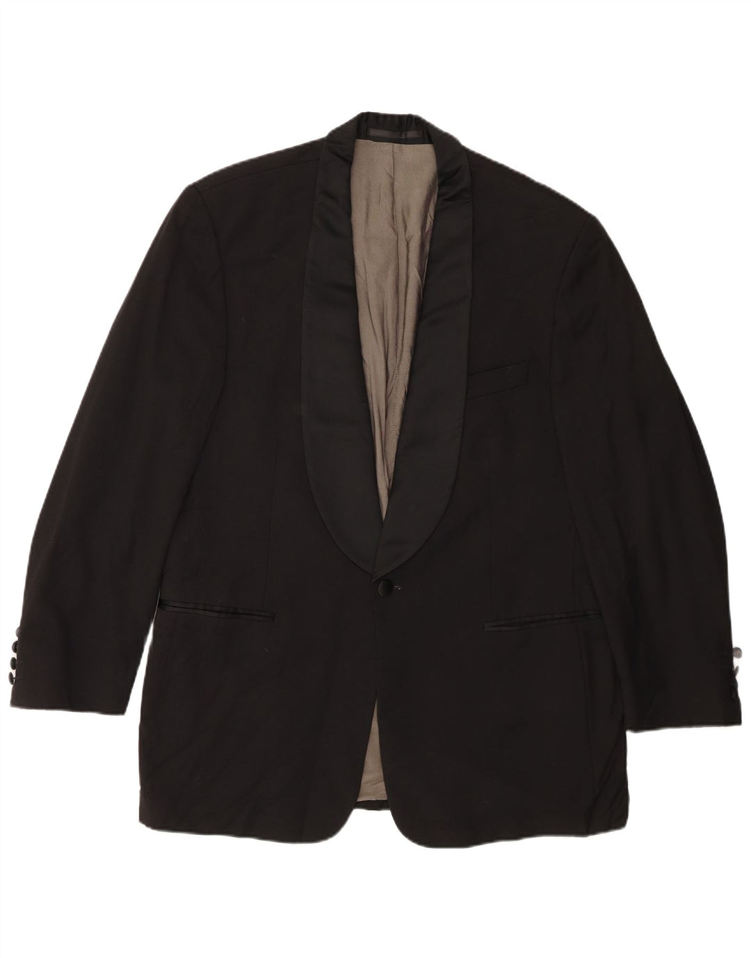 Hugo Boss Herren-Blazer mit 1 Knopf, Größe 52, XL, schwarze Wolle