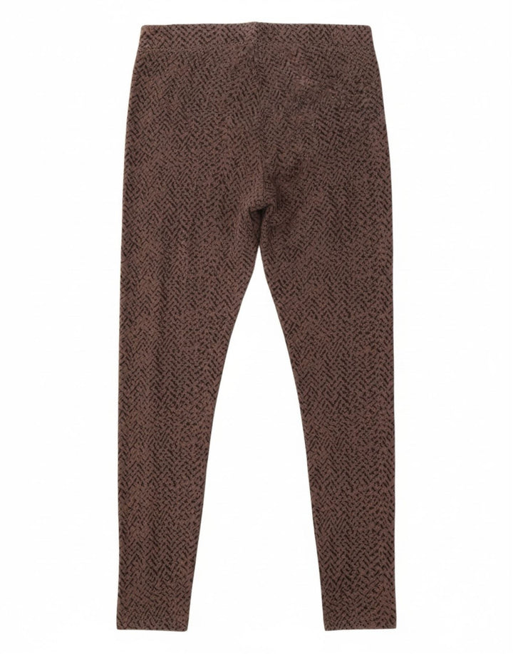 MARKS & SPENCER Womens Abstract Pattern Leggings UK 14 Large Brown Cotton