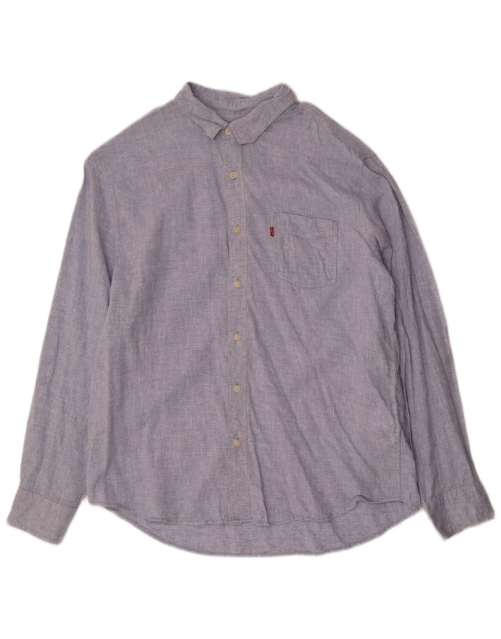 Levi's Herren Standard-Hemd, groß, blaues Leinen