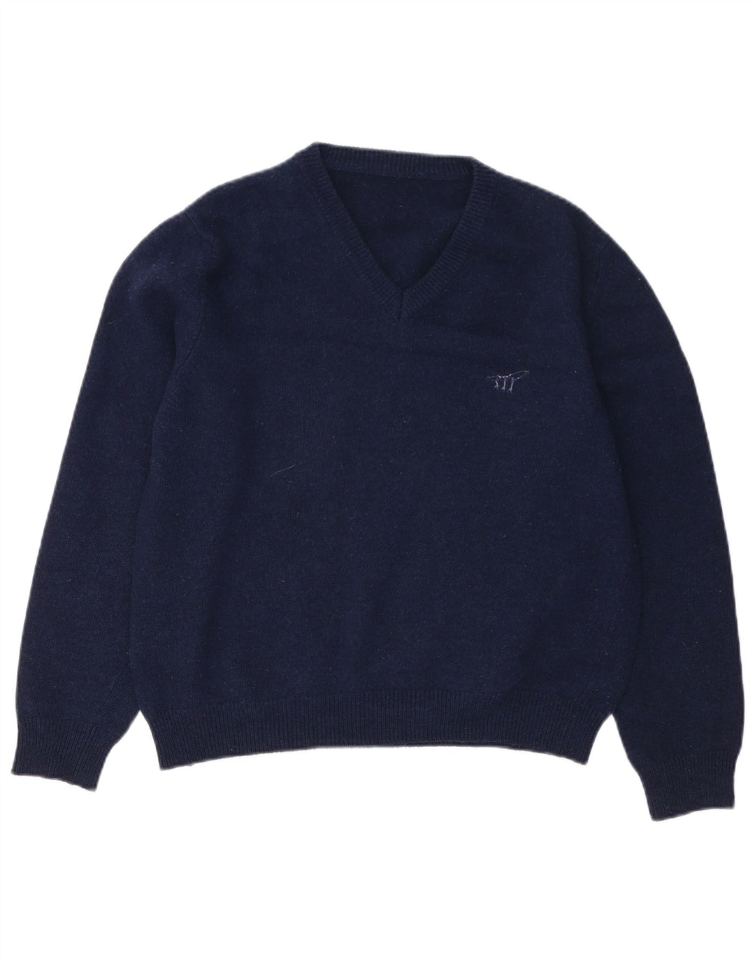 Henry Cottons Herren-Pullover mit V-Ausschnitt, mittlerer marineblauer Schurwolle