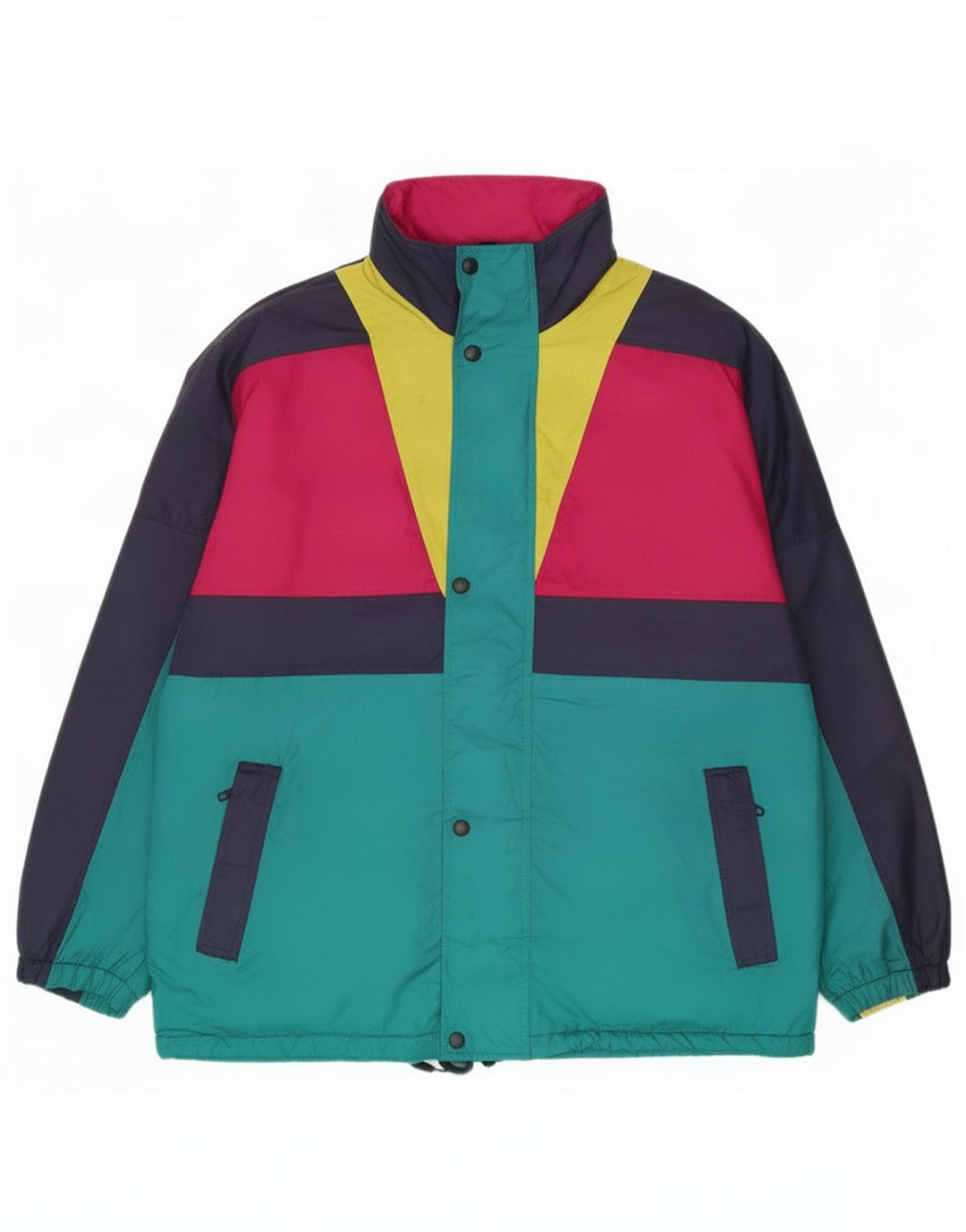 O'Kief Herren-Trainingsanzugoberteil mit lockerer Passform, groß, blaues Colourblock-Nylon