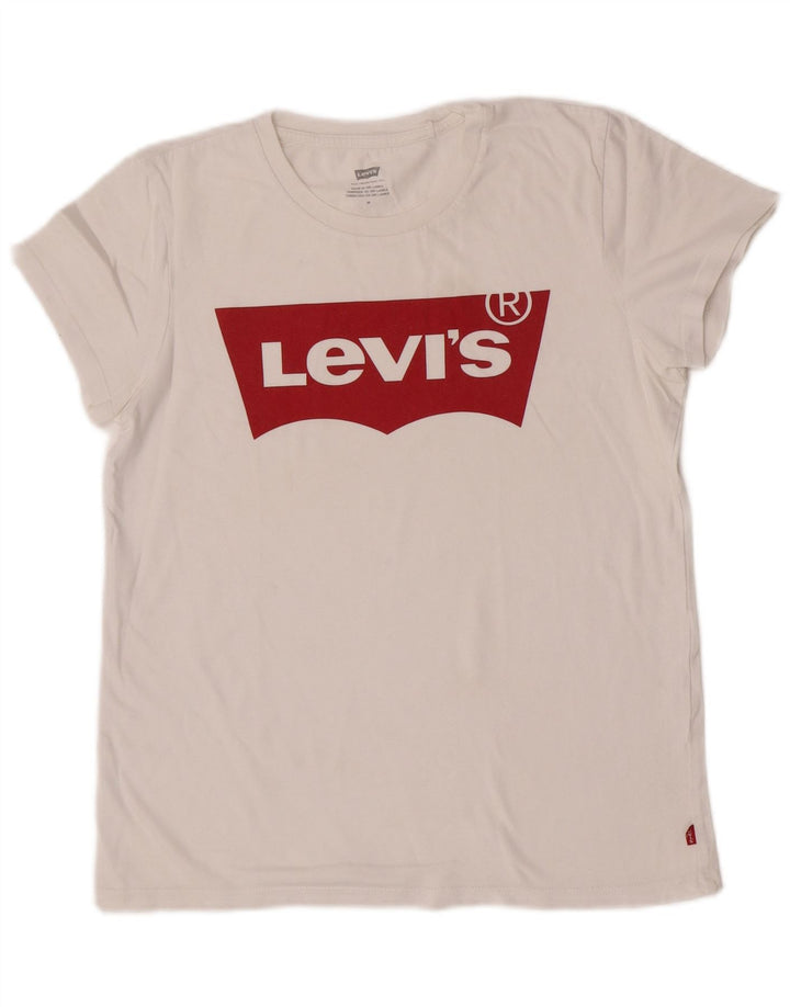 Levi's Damen Grafik-T-Shirt-Oberteil UK 12 Mittelweiß