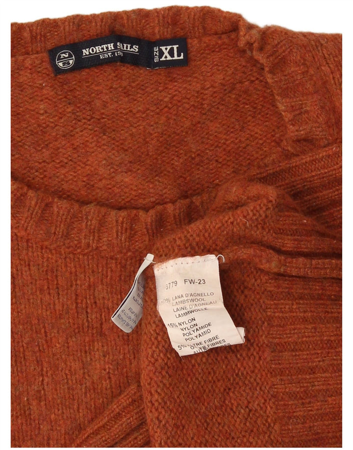 North Sails Herren-Pullover mit Rundhalsausschnitt, XL, orangefarbene Wolle