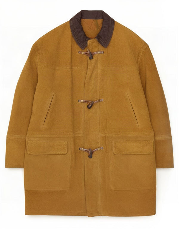 Vintage Herren Wildleder Dufflecoat IT 52 XL Beige Leder