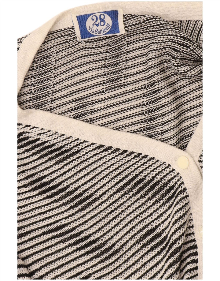 Vintage Damen Cardigan Pullover UK 10 Klein Schwarz gestreift