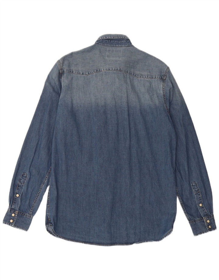 ZARA Herren Jeanshemd Große blaue Baumwolle