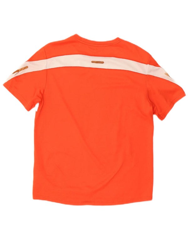 New Balance Mens T-Shirt Top Medium Orange Colourblock Polyester