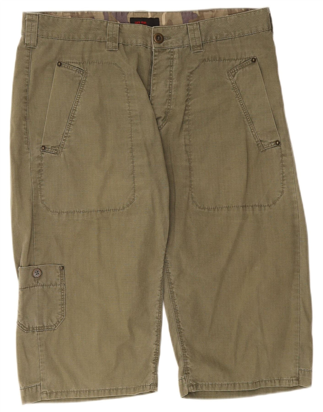 ZARA Herren Cargoshorts EU 46 XL W36 Khaki Baumwolle