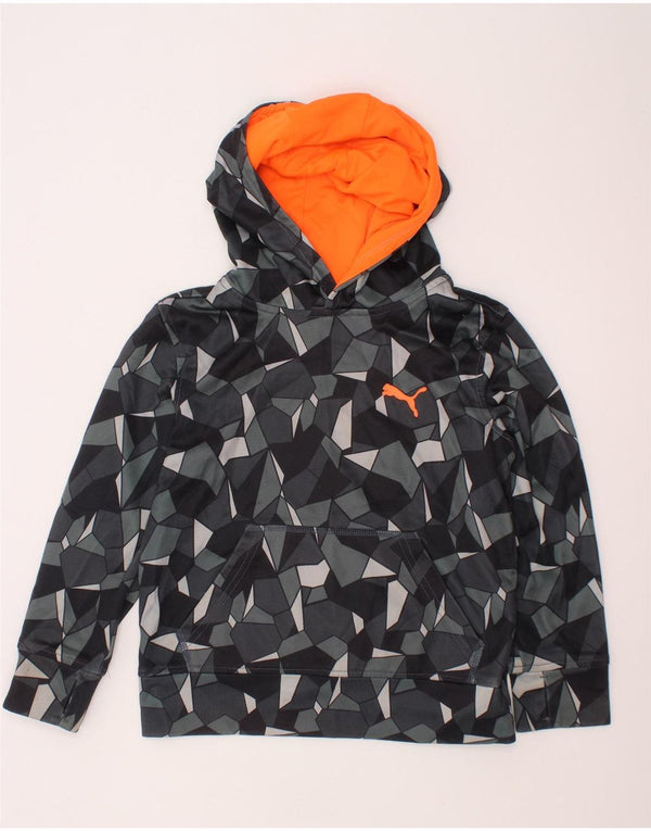 PUMA Kapuzenpullover für Jungen, 7–8 Jahre, Größe S, grau, geometrisch, Polyester