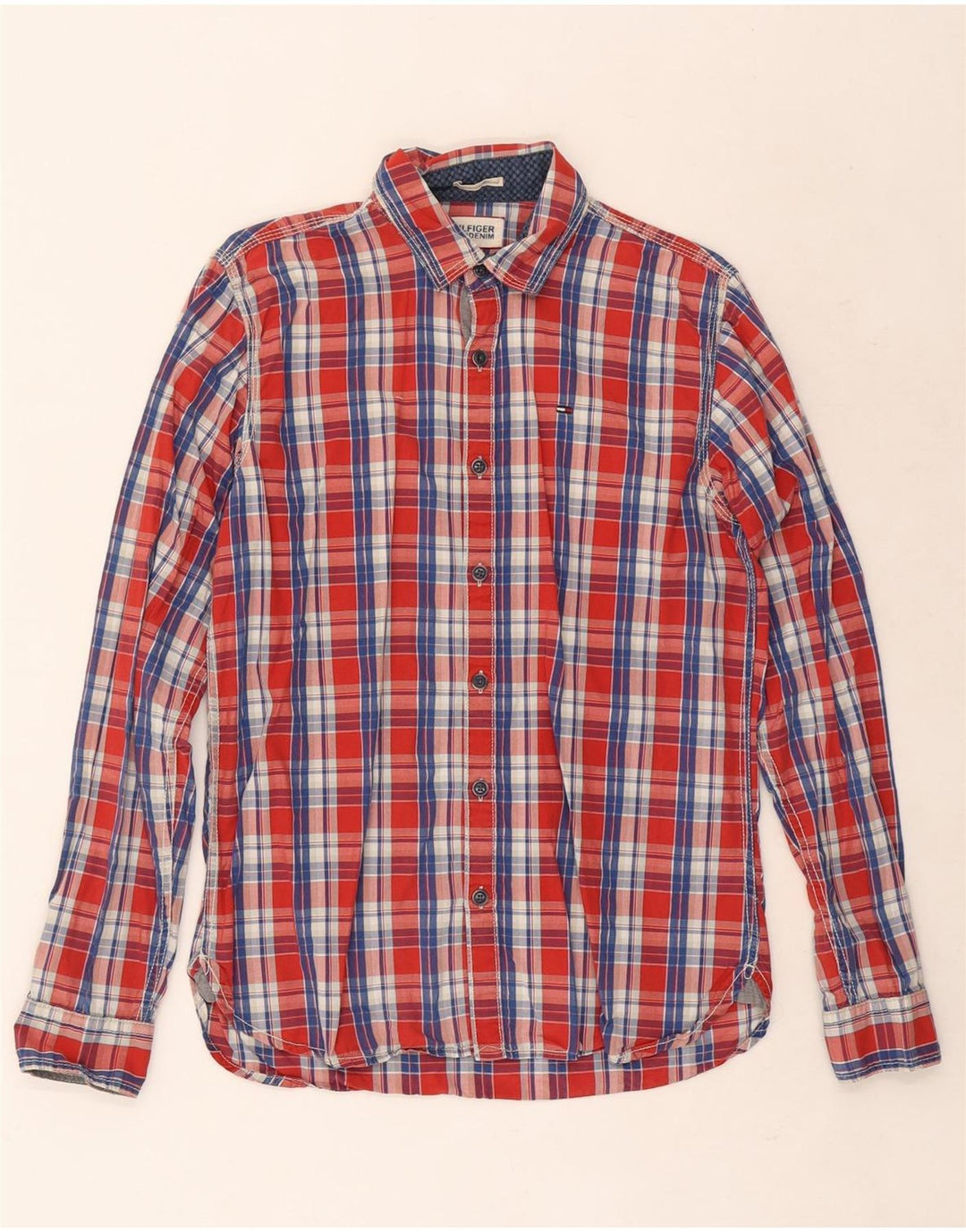 Tommy Hilfiger Herrenhemd, klein, rot, kariert, Baumwolle