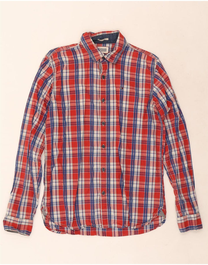 Tommy Hilfiger Herrenhemd, klein, rot, kariert, Baumwolle