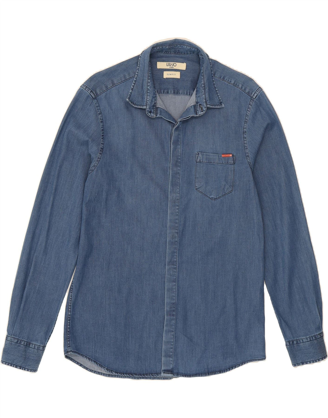 LIU JO Mens Slim Fit Shirt XL Blue Lyocell Vintage Liu Jo and Second-Hand Liu Jo from Messina Hembry 