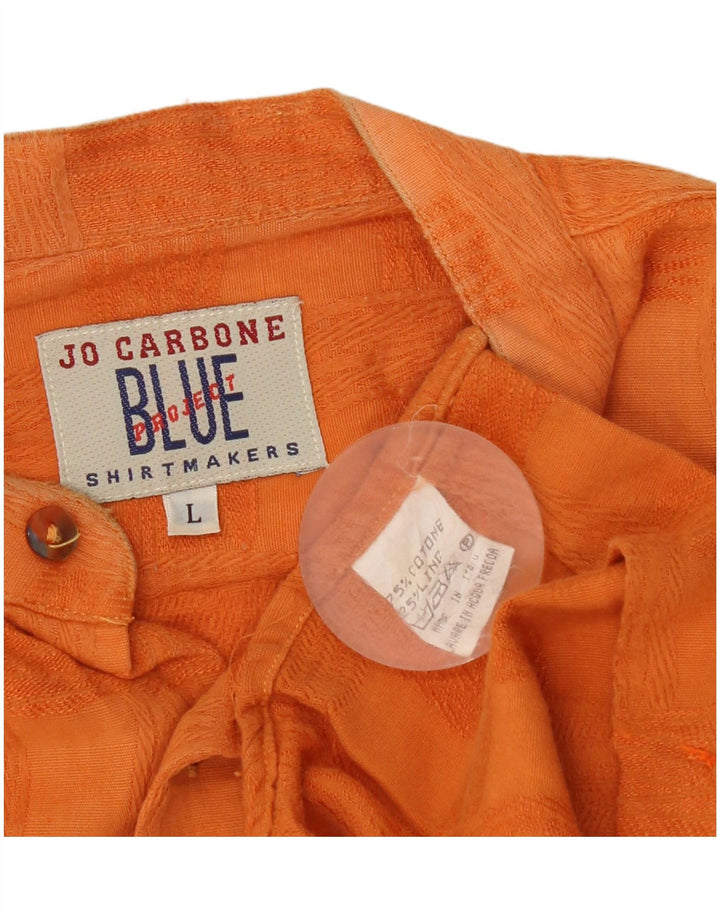 VINTAGE Herren Kurzarmhemd Große orange karierte Baumwolle