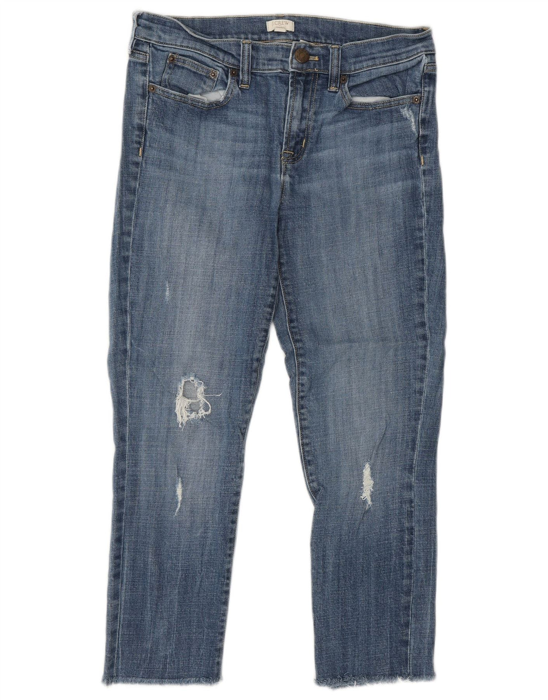 J. CREW Damen Jeans im Used-Look, W28 25, Blau, Baumwolle