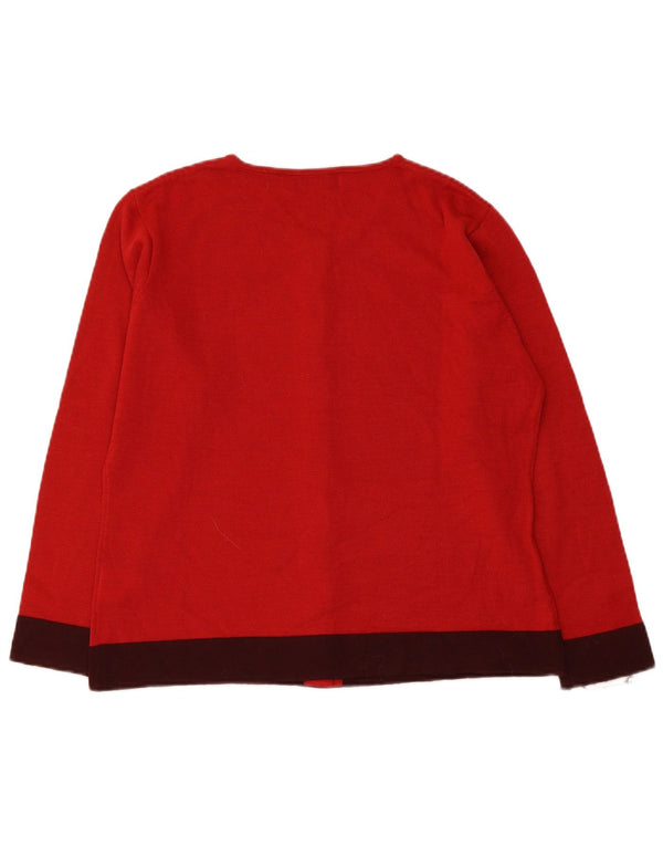 Elements Damen Strickjacke UK 14/16 Large Red Colourblock Polyacryl
