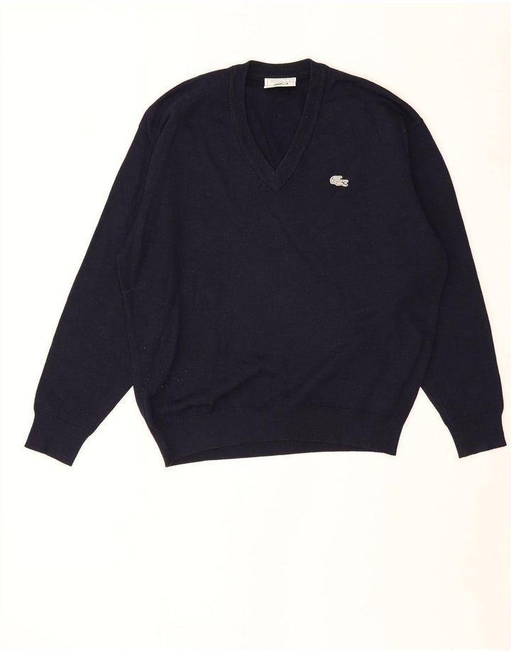 Lacoste Herren-Pullover mit V-Ausschnitt, Größe 5, große marineblaue Wolle