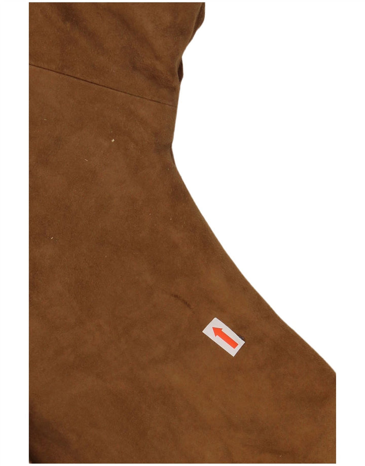 Vintage Damen 4-Knopf-Wildleder-Blazerjacke UK 16 Large Braun