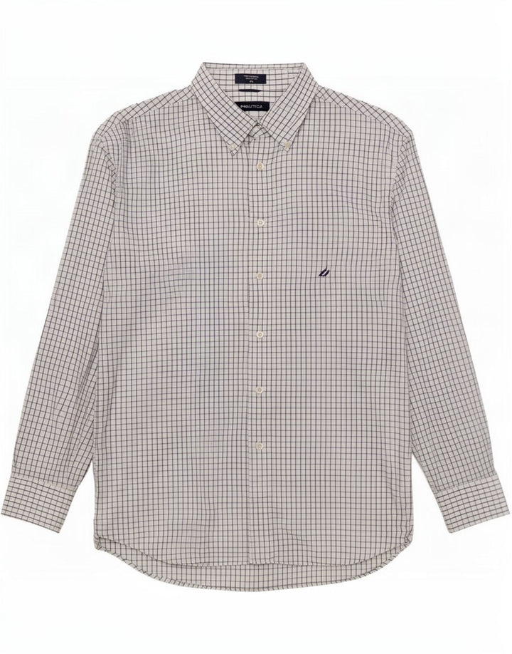 Nautica Herrenhemd XL, weiß kariert, Baumwolle