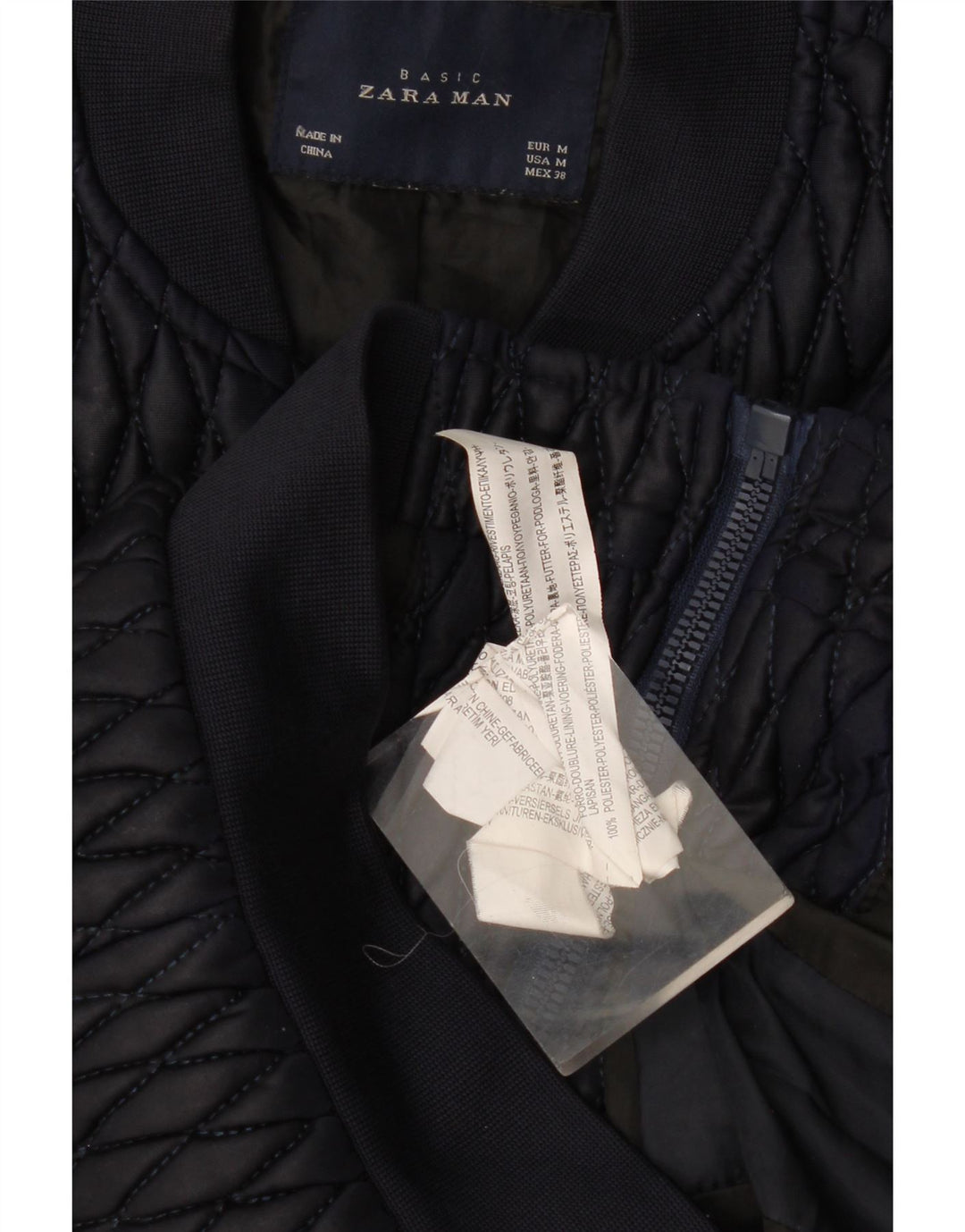 Zara Herren Bomber Steppjacke UK 38 Medium Marineblau Polyester